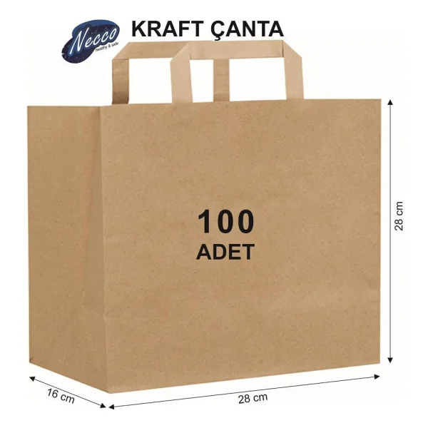 28x28x16 Cm. Kraft Canta 100 Adet - Görsel 4