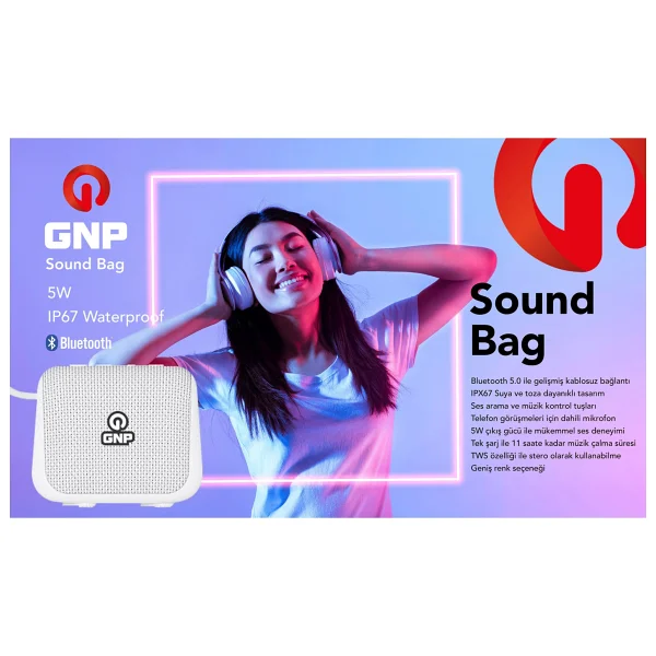 Gnp Sound Bag Beyaz Bluetooth Hoparlör - Görsel 3