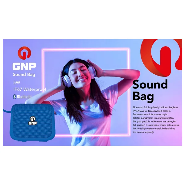 Gnp Sound Bag Mavi Bluetooth Hoparlör - Görsel 3