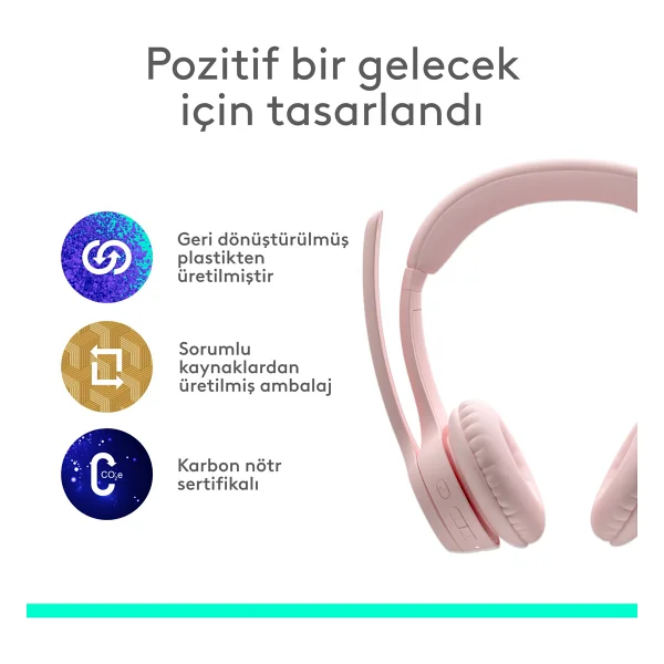 Logitech Zone 300 ANC Pembe Kablosuz Çağrı Merkezi Kulaklığı - Görsel 7