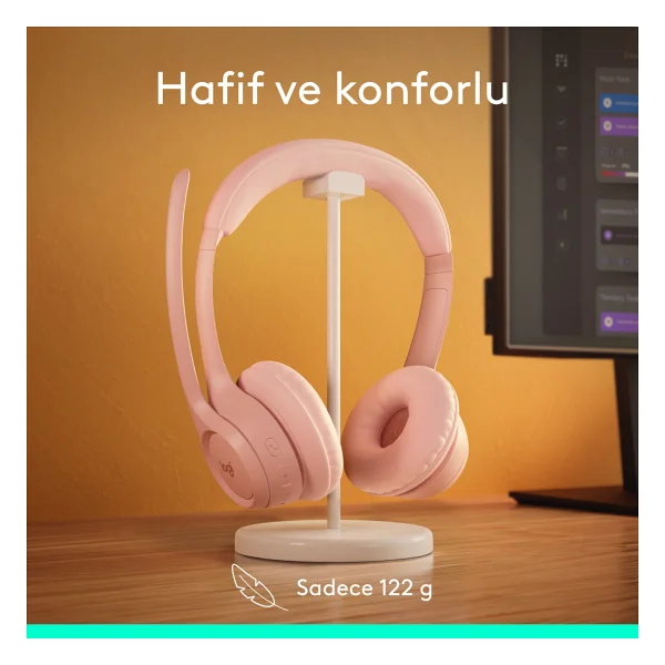 Logitech Zone 300 ANC Pembe Kablosuz Çağrı Merkezi Kulaklığı - Görsel 8