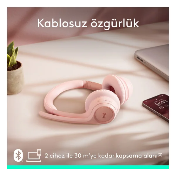 Logitech Zone 300 ANC Pembe Kablosuz Çağrı Merkezi Kulaklığı - Görsel 4