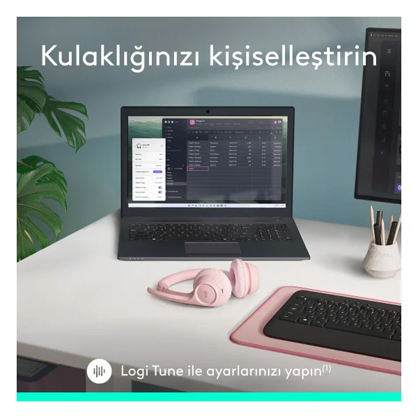 Logitech Zone 300 ANC Pembe Kablosuz Çağrı Merkezi Kulaklığı - Görsel 9