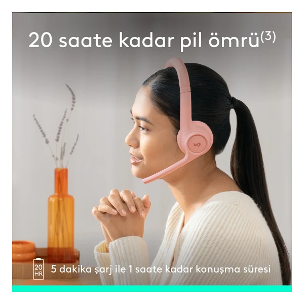 Logitech Zone 300 ANC Pembe Kablosuz Çağrı Merkezi Kulaklığı - Görsel 5