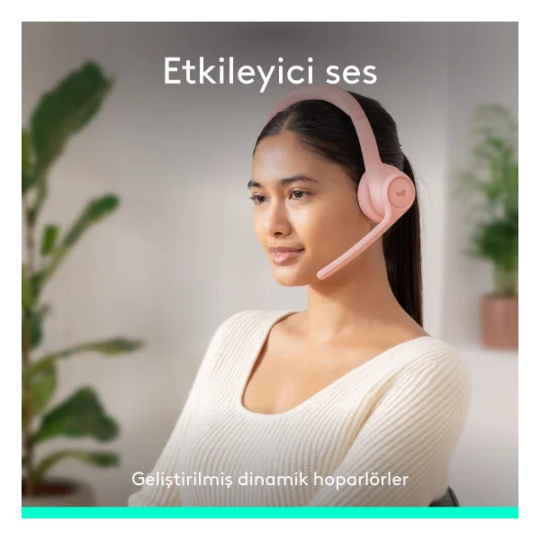 Logitech Zone 300 ANC Pembe Kablosuz Çağrı Merkezi Kulaklığı - Görsel 3