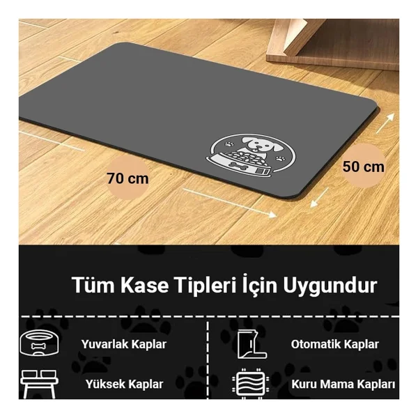 Matgo Pati Gri Köpekli Evcil Hayvan Beslenme Matı 50 X 70 Cm - Görsel 2
