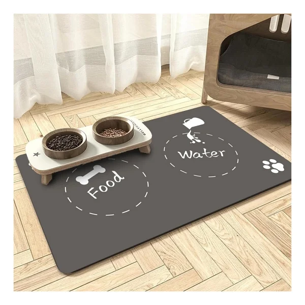 Matgo Pati Food Water Gri Beslenme Matı Kaymaz Sıvı Geçirmez Kedi Köpek Mama Paspası 50x70cm - Görsel 6