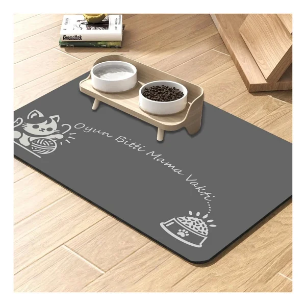 Matgo Pati Oyun Bitti Mama Vakti Beslenme Matı Kaymaz Sıvı Geçirmez Kedi Köpek Mama Paspası 50x70cm - Görsel 6