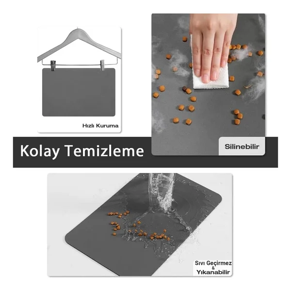 Matgo Pati Oyun Bitti Mama Vakti Beslenme Matı Kaymaz Sıvı Geçirmez Kedi Köpek Mama Paspası 50x70cm - Görsel 3