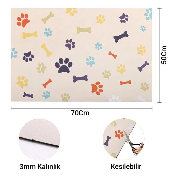 Matgo Pati Renkli Kemikler Evcil Hayvan Beslenme Matı 50 X 70 Cm - Görsel 5