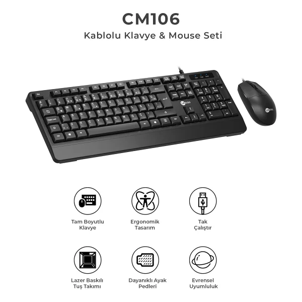 Lenovo Lecoo Cm106 Siyah Kablolu Klavye Mouse Seti - Görsel 4