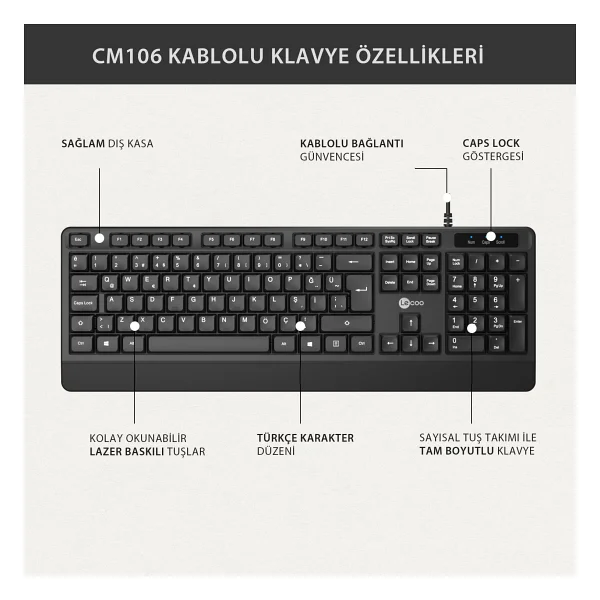 Lenovo Lecoo Cm106 Siyah Kablolu Klavye Mouse Seti - Görsel 5