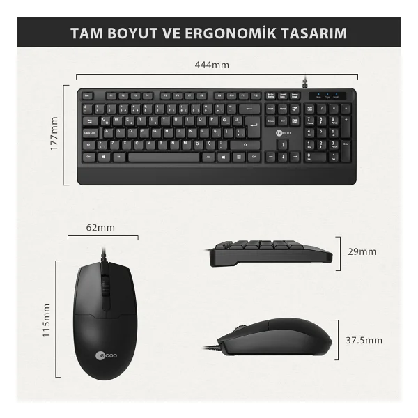 Lenovo Lecoo Cm106 Siyah Kablolu Klavye Mouse Seti - Görsel 6
