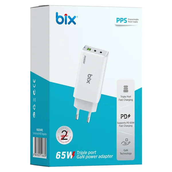 Bix Bx3p66g 65 W Beyaz Hızlı Şarj Adaptörü - Görsel 7
