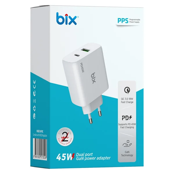 Bix Bx2p45g 45 W Hızlı Şarj Adaptörü - Görsel 8