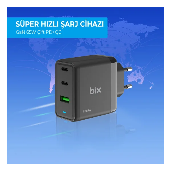 Bix Bx3p65g 65 W Hızlı Şarj Adaptörü - Görsel 4