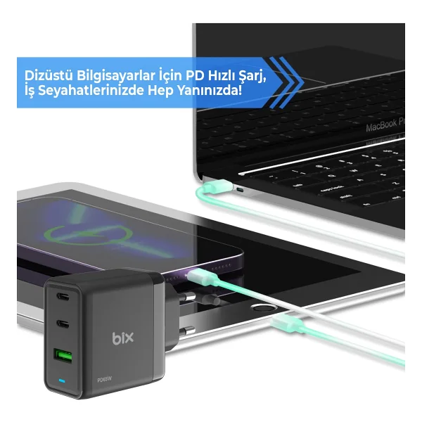 Bix Bx3p65g 65 W Hızlı Şarj Adaptörü - Görsel 5