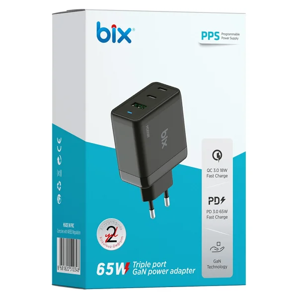 Bix Bx3p65g 65 W Hızlı Şarj Adaptörü - Görsel 6