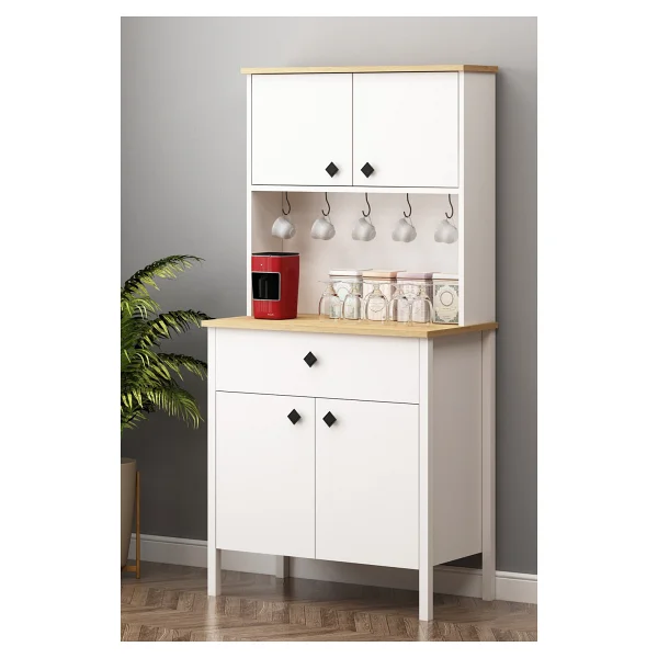 Avm Park Remy Beyaz Kahve Köşesi Dolabı - 18 Mm Kaplama Yonga Levha, 80x40x165 Cm, Sağlığa Zararsız, Tek Çekmeceli - Görsel 7