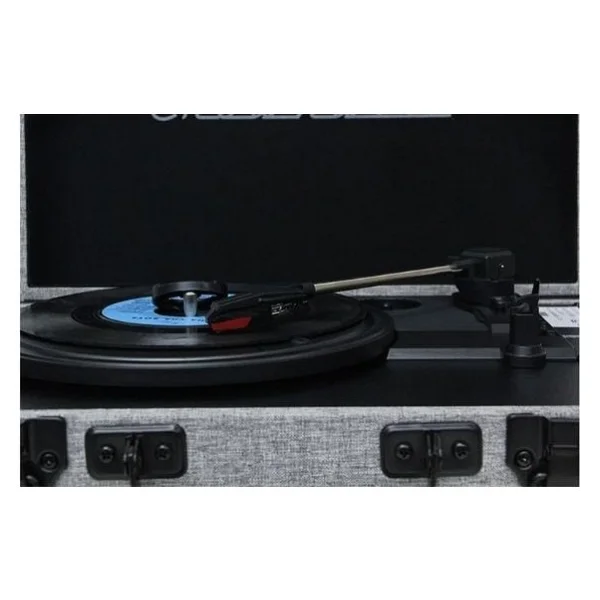 Crown Well Nostaljik Siyah Gri Pikap Bluetooth Kulaklı Hoparlör 33-45-78 Lik Taş Ve Plastik Plak Çalar - Görsel 2