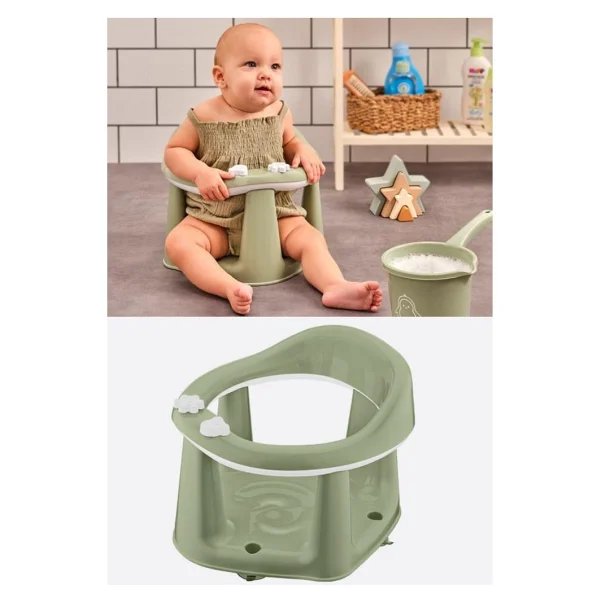 Flosoft Kaymaz Vakum Ayaklı Bebek Banyo Oturağı & Mama Oturağı 2in1 - Pembe - Görsel 4