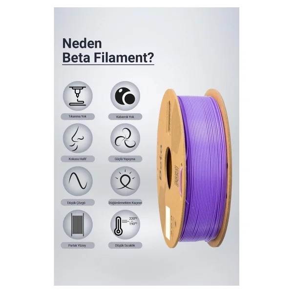 Beta Pla Plus 1.75 Mm 1 Kg Violet Purple Filament - Görsel 3