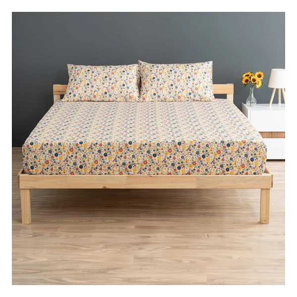 Soley Liberty %100 Pamuklu Çift Kişilik 180 X 200 Lastikli Çarşaf Seti - Sarı - 180 X 200 Cm - Görsel 5
