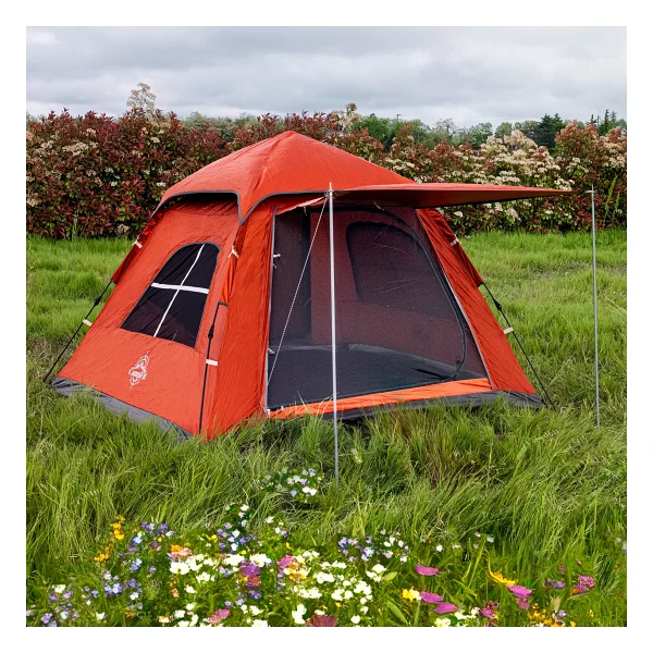 Campfit 5 Kişilik Otomatik Çadır 240x240x170 cm Boyutları ile Su Geçirmez ve Dayanıklı - Kırmızı - Görsel 6