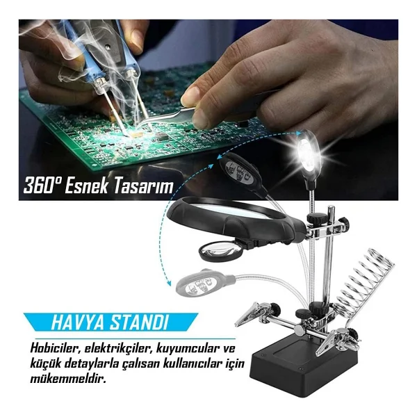 Powermaster Mg16129-C Mini Büyüteç Havya Standı - Görsel 4