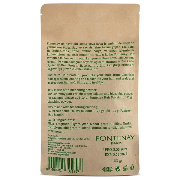 Fontenay Saç Bakım Proteini / Hair Protein -Saç Açma&Boya Işleminde Yıpranmaya Karşı Özel Ürün 100gr - Görsel 2