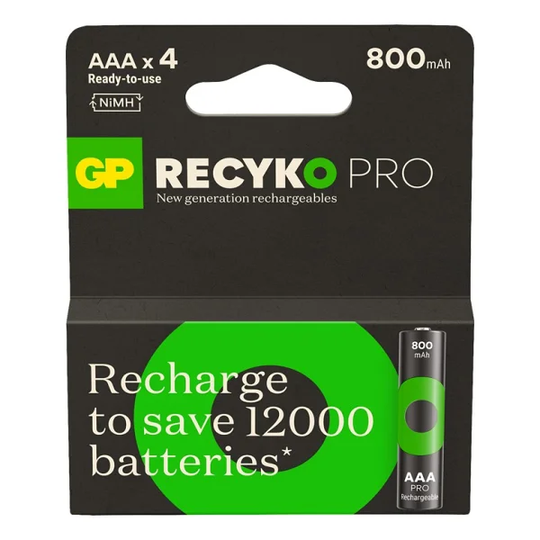 Gp Recyko Pro 800 mAh 8'li Şarjlı Aaa İnce Kalem Pil - Görsel 2