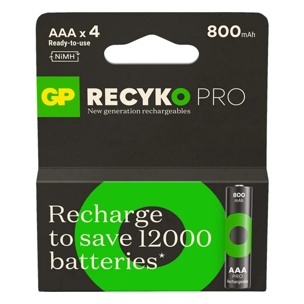 Gp Recyko Pro 800 mAh 4'lü Şarjlı Aaa İnce Kalem Pil - Görsel 3