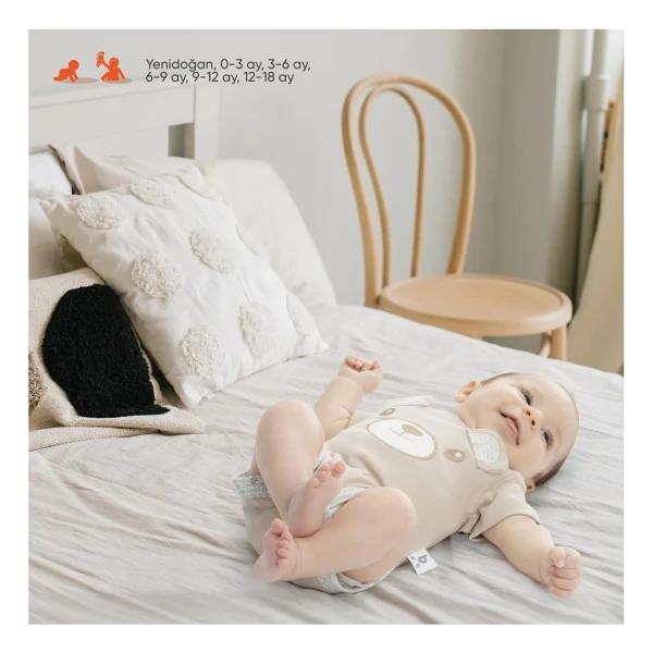 Gezenbebe Hero Bebekler İçin Nakışlı Kısa Kol Body Teddy (Organik) 12-18 Ay - Görsel 4
