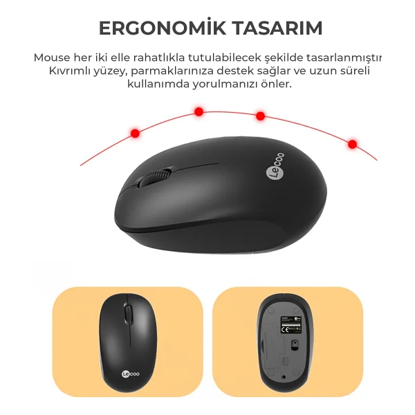 Lenovo Lecoo Kw200 Siyah Kablosuz Klavye Mouse Seti - Görsel 3
