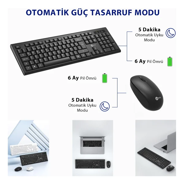 Lenovo Lecoo Kw200 Siyah Kablosuz Klavye Mouse Seti - Görsel 4