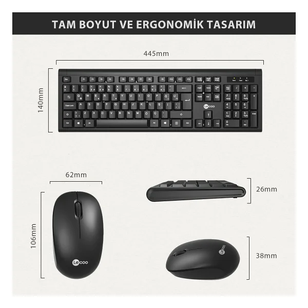 Lenovo Lecoo Kw200 Siyah Kablosuz Klavye Mouse Seti - Görsel 6