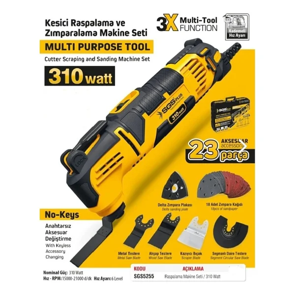 Sgs 5255 310 W Kesici Raspalama Ve Zımpara Makinesi - Görsel 3