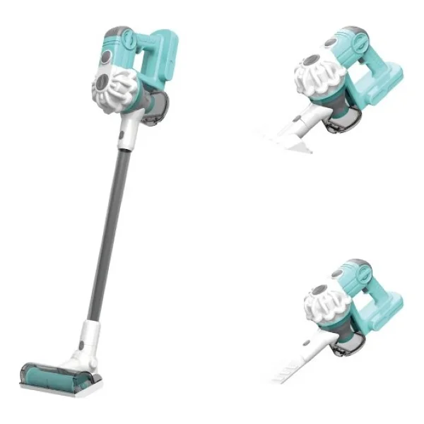 Vardem Monsterçocuk - Çekme Özellikli Pilli Sesli Oyuncak Süpürge 75cm Dikey Elektrik Süpürgesi Dyson Model (3 In1) Mavi - Görsel 4