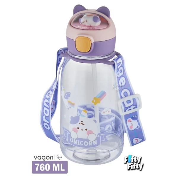 Vagonlife Pipetli 760 Ml Boyun Askılı Çocuk Su Matarası 3d Hayvan Figürlü-Ffvgn2021-760ml - Turuncu - Görsel 2