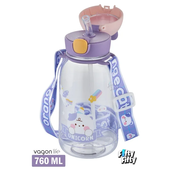 Vagonlife Pipetli 760 Ml Boyun Askılı Çocuk Su Matarası 3d Hayvan Figürlü-Ffvgn2021-760ml - Turuncu - Görsel 3