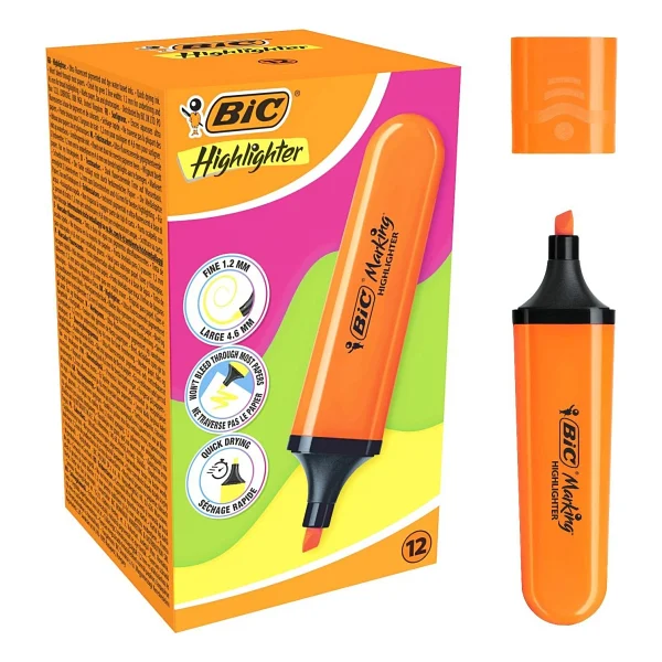 Bic Marking Flat Highlighter 12'li Turuncu Fosforlu Kalem - Görsel 6