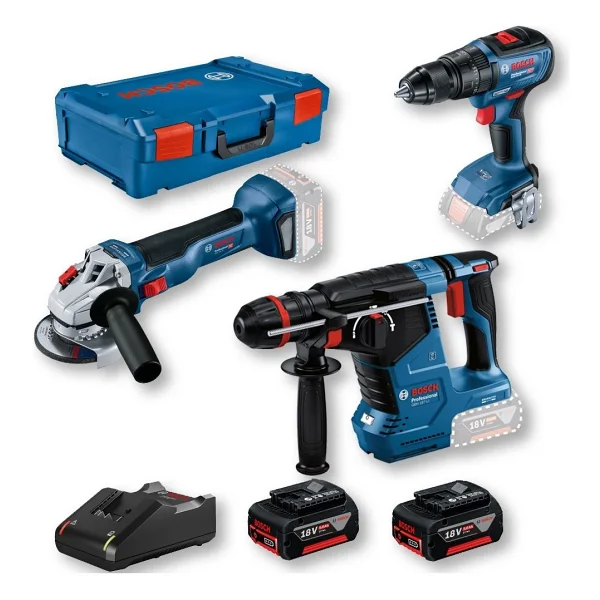 Bosch Gbh 187 Li + Gws 18v-10 + Gsr 18v-50 Elektrikli El Aletleri Seti - Görsel 2