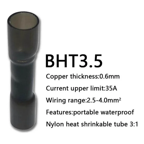 Koodmax - 50 Adet - Bht-3.5 Isıyla Daralan Makaron 35a 2.5-4.0mm2 Su Geçirmez Konnektör - Siyah - Görsel 2