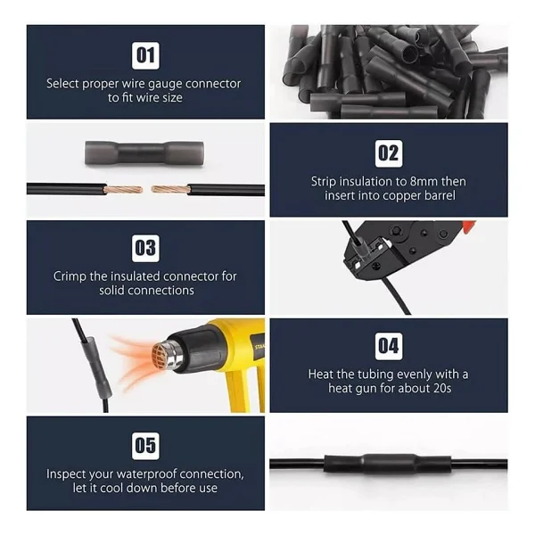 Koodmax - 50 Adet - Bht-3.5 Isıyla Daralan Makaron 35a 2.5-4.0mm2 Su Geçirmez Konnektör - Siyah - Görsel 4