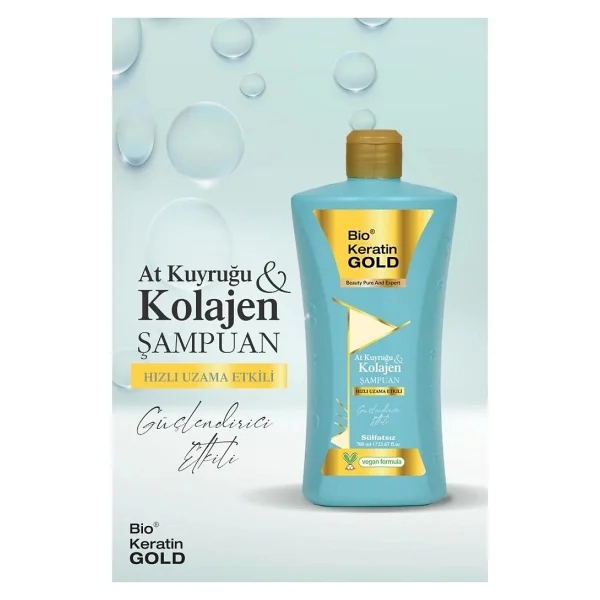Bio Keratin Gold At Kuyruğu & Kolajen Hızlı Uzama Etkili Tuzsuz Şampuan 700 Ml - Görsel 2
