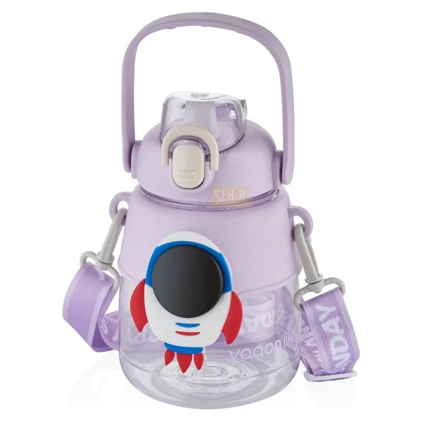 Vagonlife Vgn6276 Pembe 1250 Ml Askılı Pipetli Matara - Görsel 4
