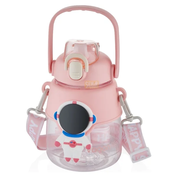 Vagonlife Vgn6276 Pembe 1250 Ml Askılı Pipetli Matara - Görsel 5
