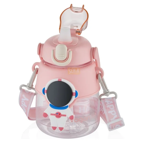 Vagonlife Vgn6276 Pembe 1250 Ml Askılı Pipetli Matara - Görsel 3
