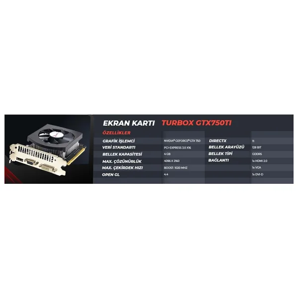 Turbox GTX 750 Tı Bd9917132 128 Bit Gddr5 4 GB Ekran Kartı - Görsel 2