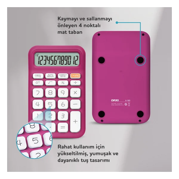 Daxi X-150 Küçük Boy 12 Haneli Hesap Makinesi - Görsel 4